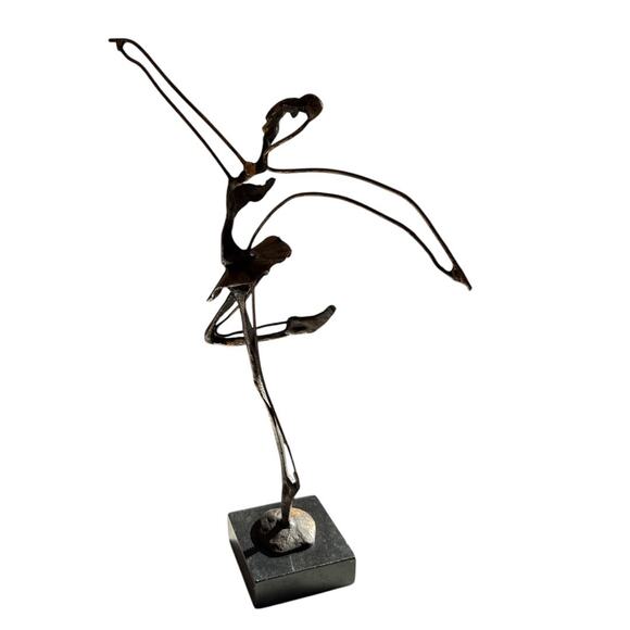 Modernist Brutalist Bronze Ballerina Figurative Sculpture Marble Base - Picture 4 of 9